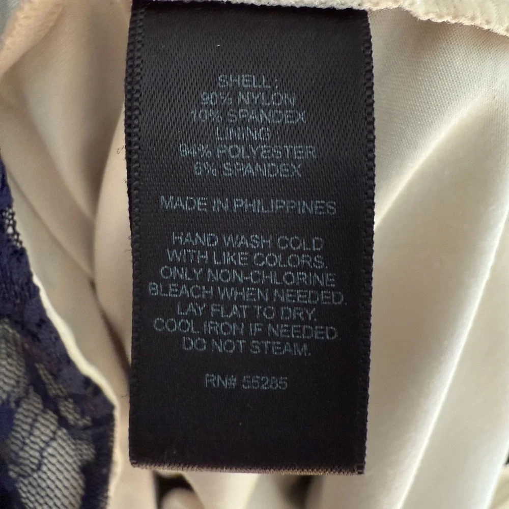 Express Navy Blue Ruched Lace Cocktail Dress Size 6 - Picture 5 of 7